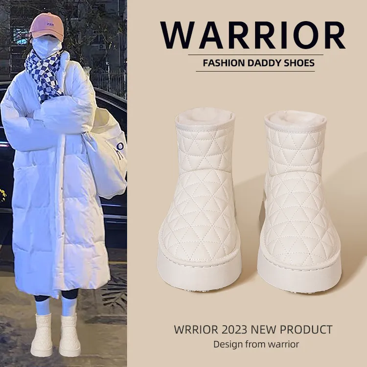 回力雪地靴女冬季加绒保暖女鞋小香风防水面包棉鞋女