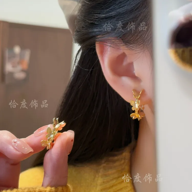 铜合金耳饰 【恰度】高级感立体蝴蝶耳扣小众个性设计