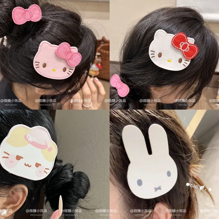 甜美kitty刘海贴可爱少女棉花糖猫碎发贴魔术贴无痕发饰