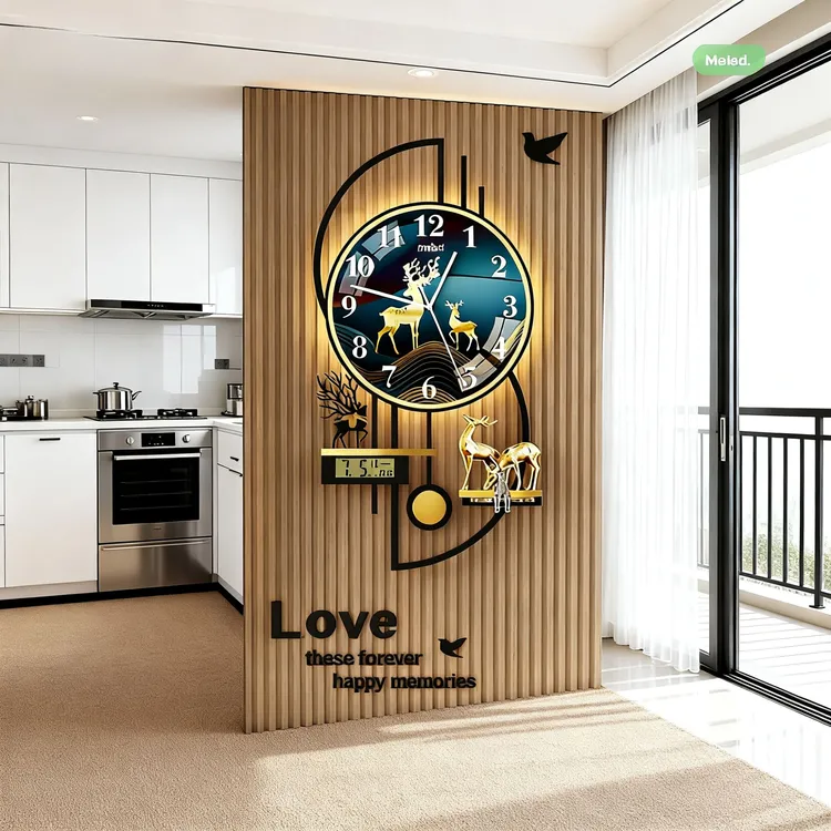 美世达钟表客厅家用挂钟网红客厅布置用品钟表最新款2025高档大气