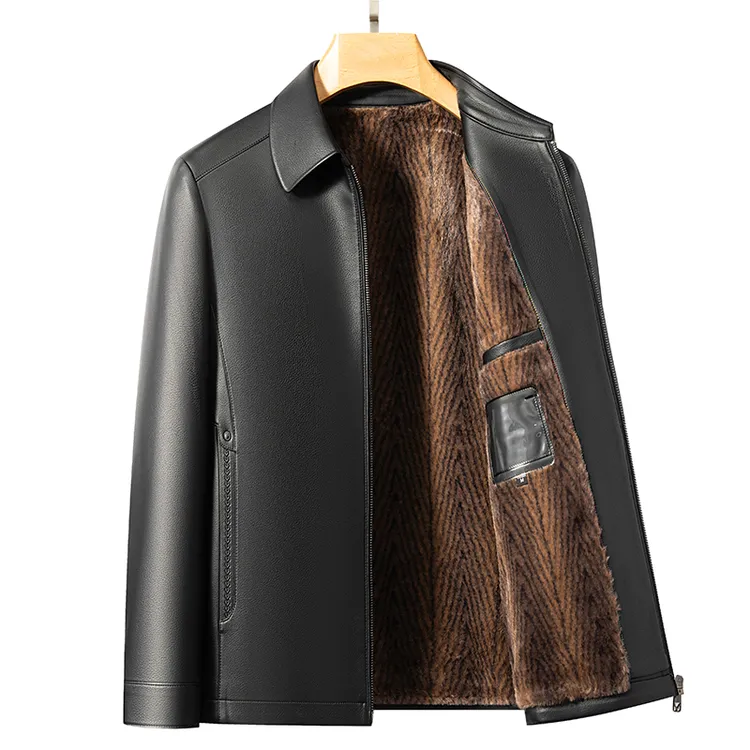 海宁富豪秋冬新款2580-81男士山羊皮环保金D绒皮衣夹克休闲外套