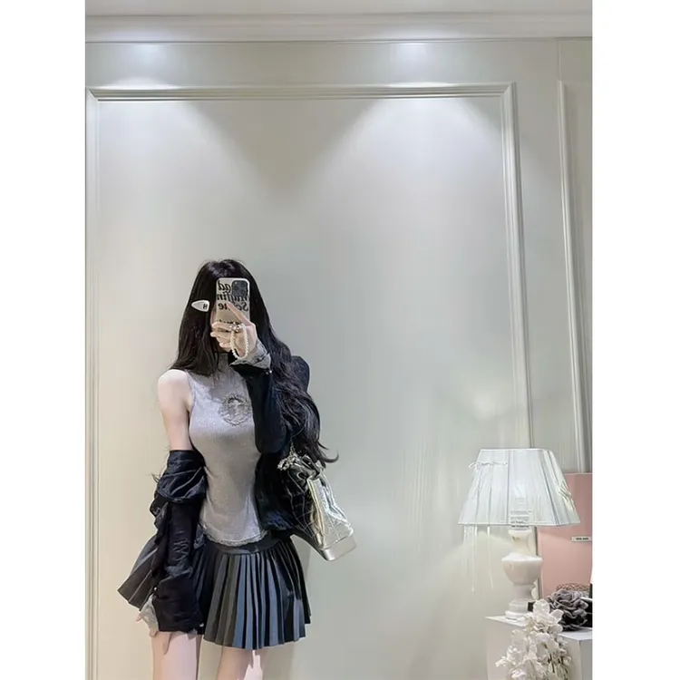 甜辣心结 初秋新款纯欲风甜辣修身温婉大方显瘦上衣开衫半裙套装 