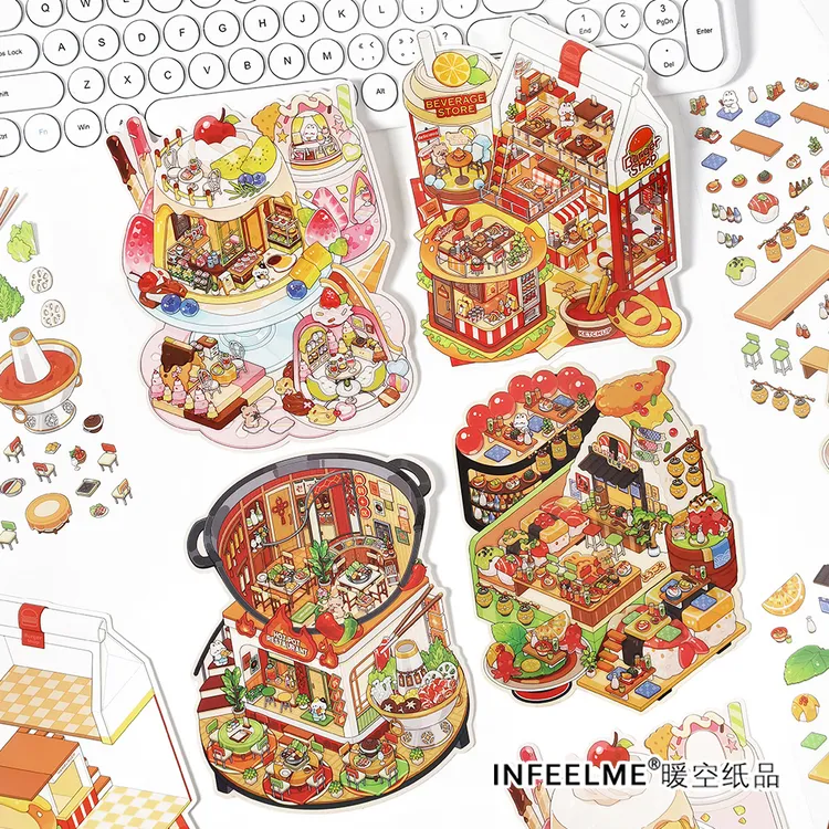 Infeel.Me 12.0弹造景贴纸微缩场景今日营业中第12弹学生趣味贴纸