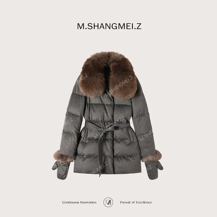 M.SHANGMEI.Z/沐熙【雪境漫步】美大哥狐狸毛领鹅绒羽绒服X123453