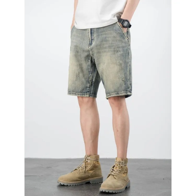 新款美式休闲复古乞丐破洞牛仔短裤男宽松潮流痞帅五分裤夏季薄款