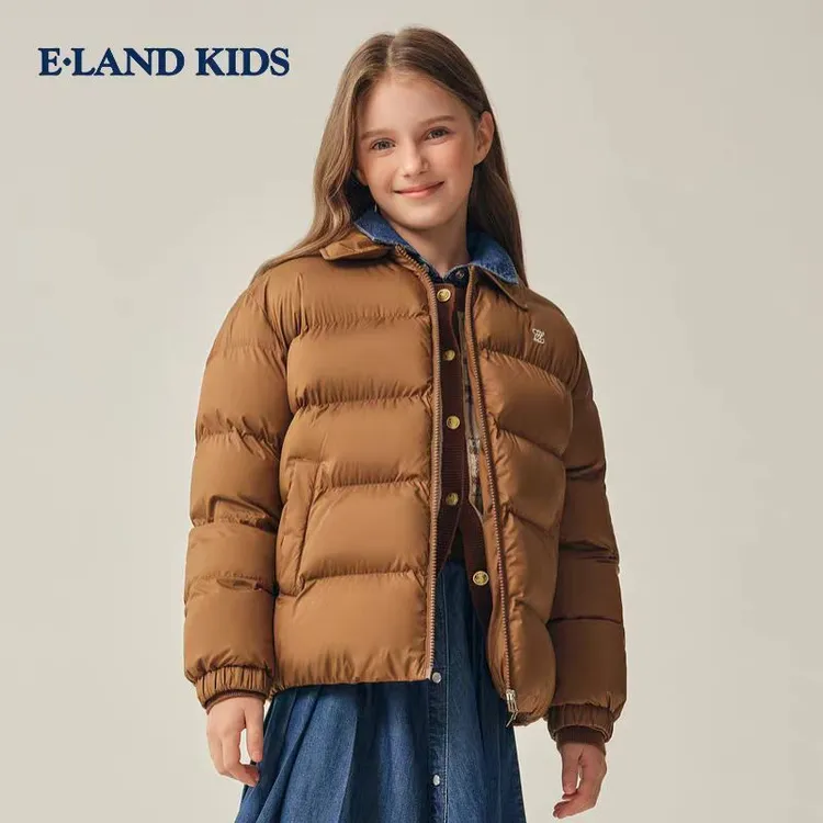 E·LAND KIDS衣恋儿童棉服2025年冬新刺绣轻量短款外套EKJPF8T11K