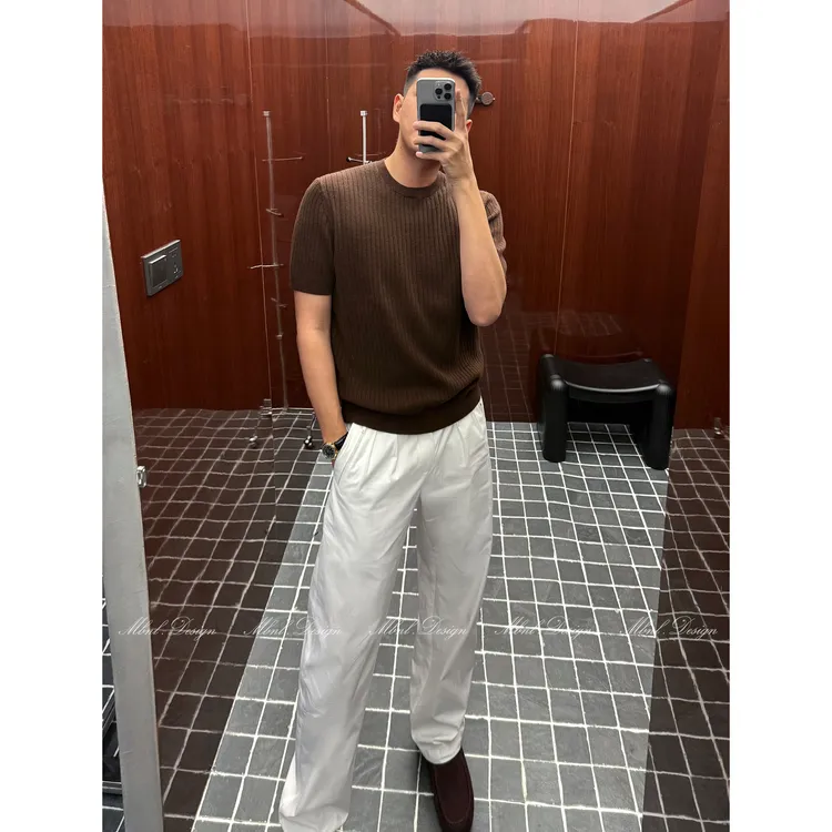 MBNL-F「BC羊绒」秦磊男装羊绒羊毛混纺经典坑条毛衫LL-WSY1116