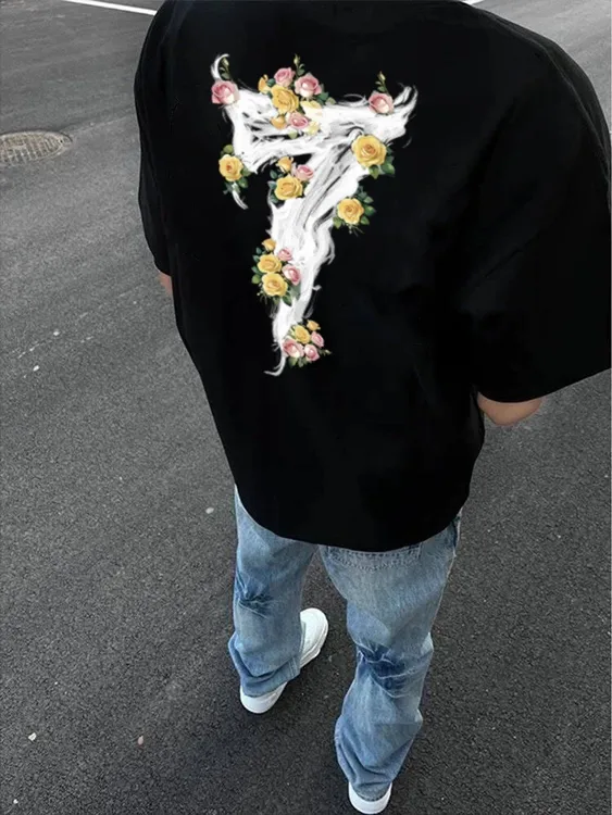 260g重磅短袖美式T恤字母ins印花新款纯棉夏季半袖潮牌上衣宽松