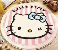 粉色条纹少女圆形加厚仿羊绒客厅卧室地垫床边衣帽间地毯