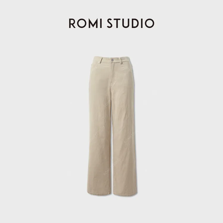 ROMI STUDIO“英式复古”灯芯绒纹理舒适宽松高腰休闲裤 RWCAXU5154
