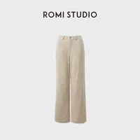 ROMI STUDIO“英式复古”灯芯绒纹理舒适宽松高腰休闲裤 RWCAXU5154