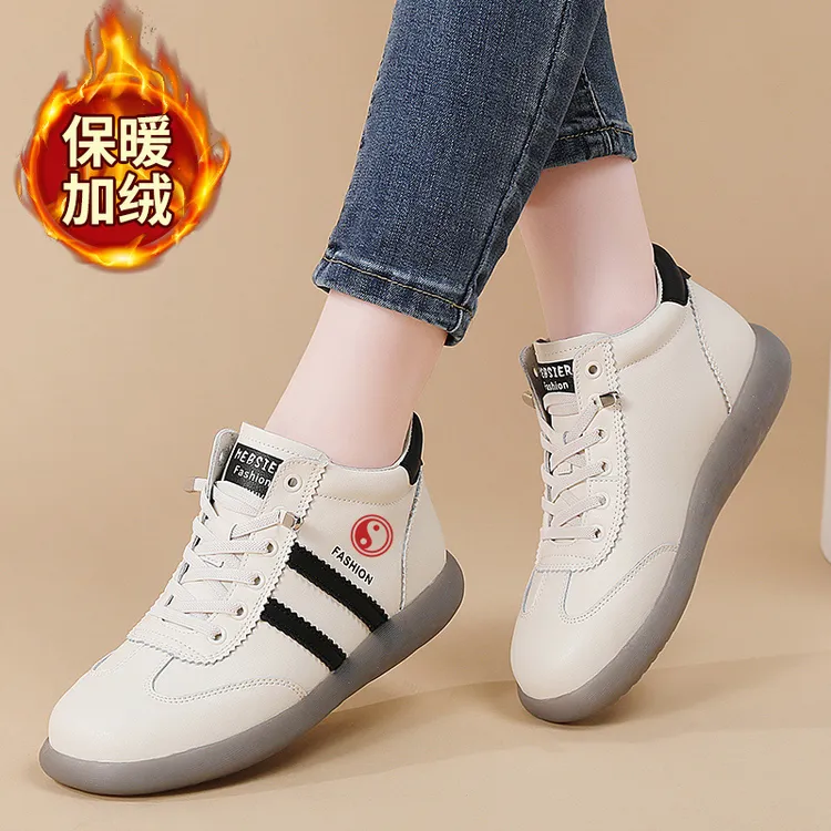 太极鞋女士秋冬款加绒真皮高帮牛筋底舒适防滑耐磨太极拳练功鞋女