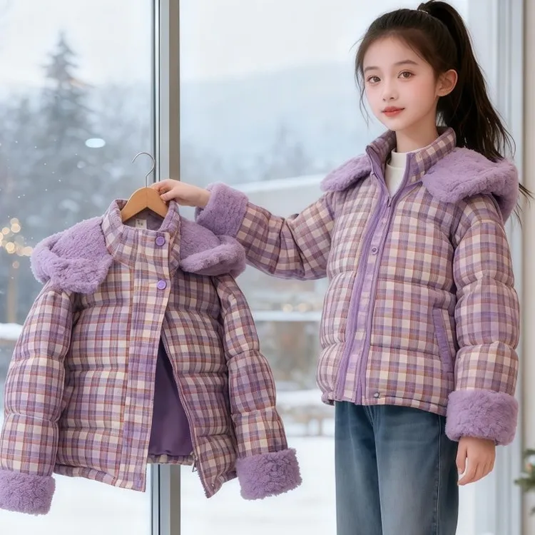 女童棉服冬季2025新款棉袄冬装儿童连帽棉衣洋气女孩加厚外套保暖