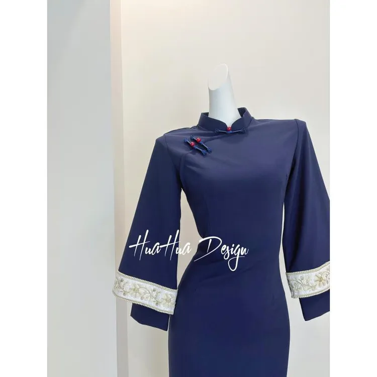 苏故里【清诗宴】文艺港风复古高端日常旗袍奢华气质双层衣长120