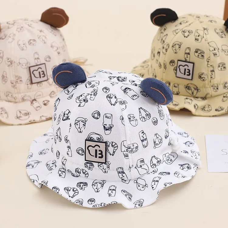 婴儿帽子春秋季幼儿小童宝宝可爱卡通渔夫帽男童小月龄防晒遮阳帽