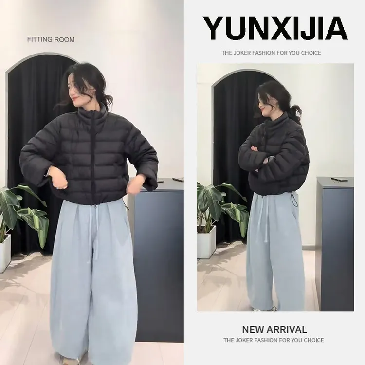 2025秋冬韩系新款立领排骨棉服洋气休闲显瘦百搭外套休闲裤两件套