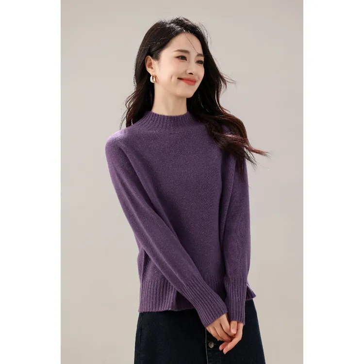 【点子纱】Musley Queen中领螺纹100羊毛秋冬无缝一体毛衣JC08-903