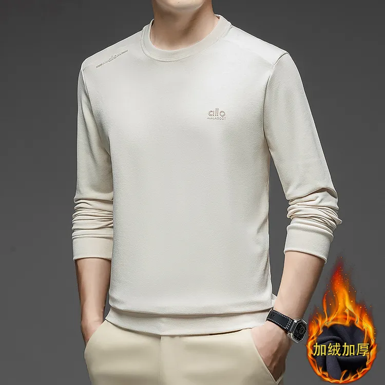 经典款加绒休闲卫衣上衣简约品质休闲舒适百搭纯色拼接设计秋冬