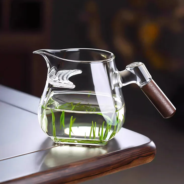 加厚高硼硅玻璃月牙公道杯茶漏过滤网一体茶水分离绿茶分茶泡茶器