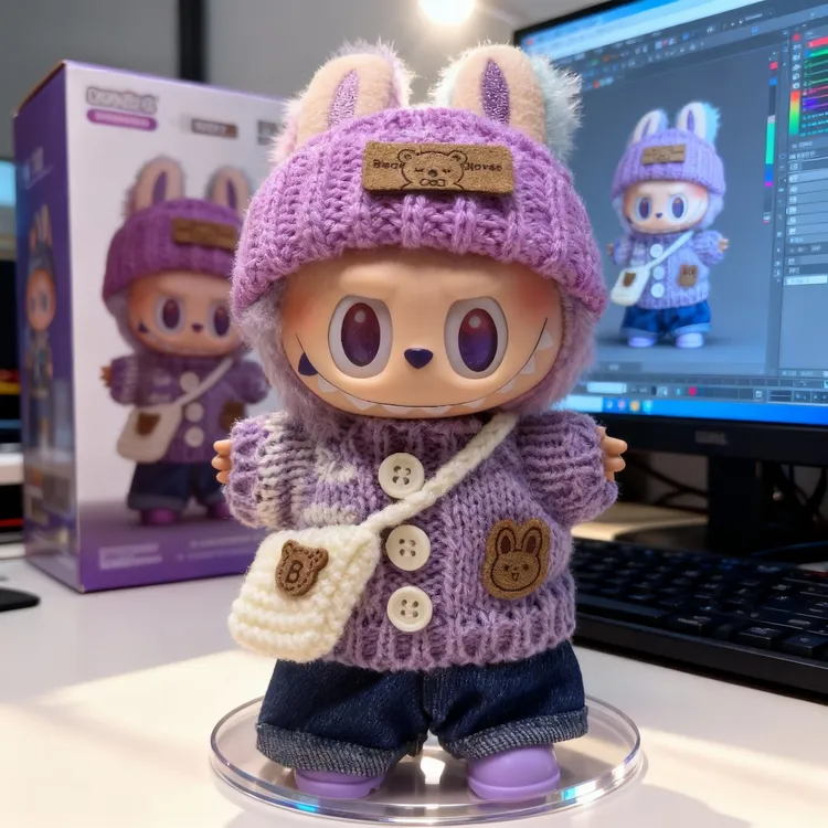 3.0幸运紫色labubu娃衣一代荔枝莓莓二代三代前方高能拉布布衣服