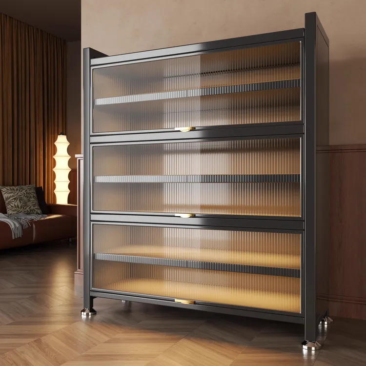 2025年钢制鞋柜玄关收纳柜防尘大容量多层置物鞋架上翻门储物柜