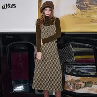 妖精的口袋复古格纹三件套装2025秋季新款miu系穿搭运动休闲气质