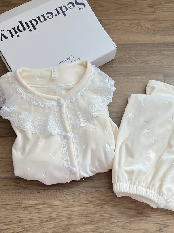 海岛绒睡衣女秋冬季长袖2025新款V领加绒加厚保暖家居服冬天套装