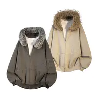 TB12 毛领条纹连帽卫衣开衫外套男秋季新款休闲宽松复古慵懒上衣