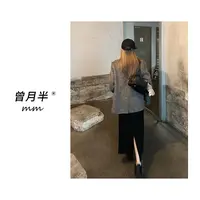 曾月半《爱裙登场》秋冬呼声高定制醋酸羊毛呢开衩直筒半身裙！ZQ182