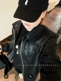 黑曼巴 | D S M D | 大码女装宽松正肩中性pu皮夹克外套