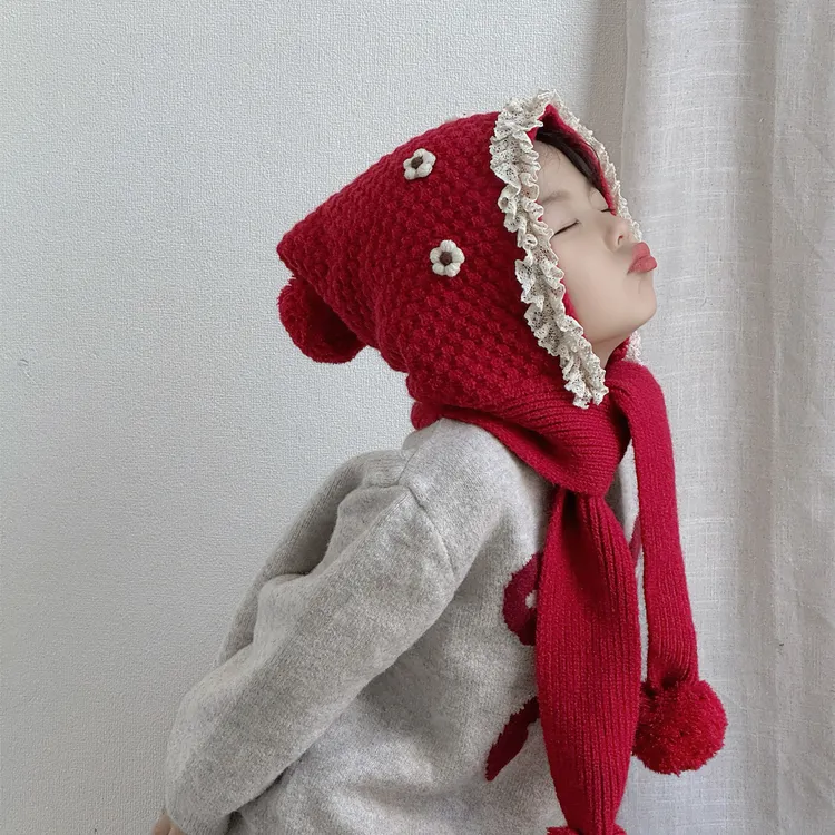 儿童帽子围巾一体秋冬季保暖护耳帽男女童加厚防风针织帽宝宝围脖
