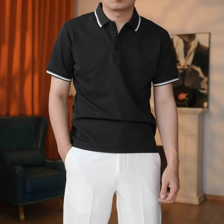 精致韩风夏季免烫短袖Polo衫针织衬衫春夏商务休闲百搭针织衫