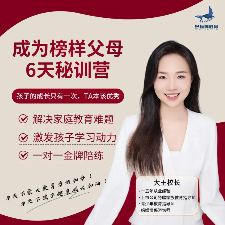 【大王校长】成为榜样父母-6天直播一对一辅导课【留意短信信息上课】