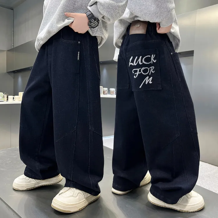 儿童复古牛仔裤痞帅男童裤子春秋季中大童2025秋季新款直筒牛仔裤
