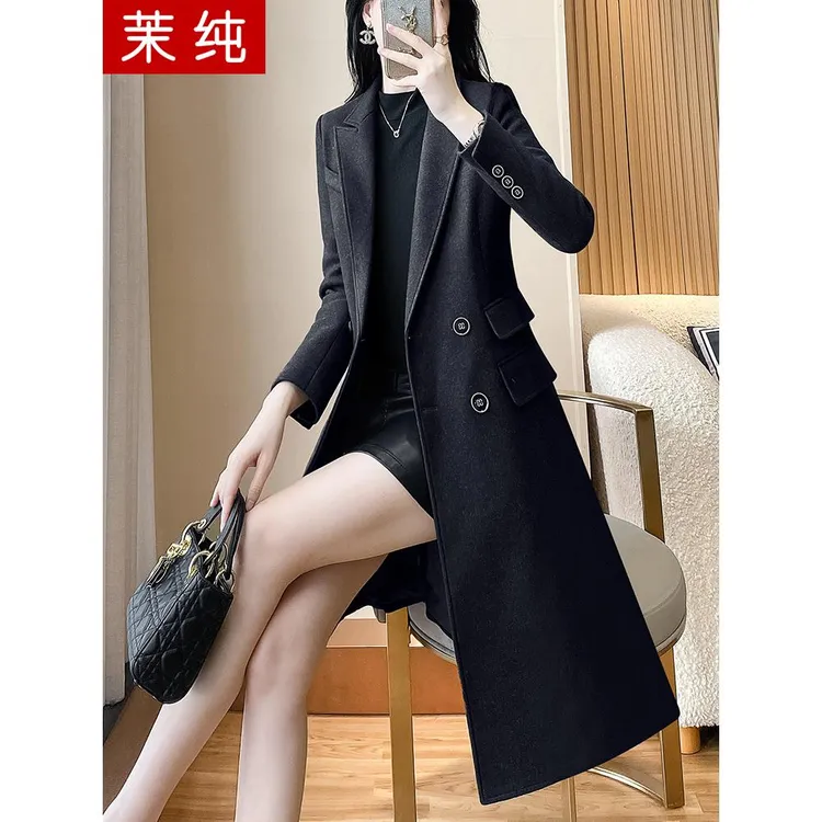 风衣外套女2025新款今年流行爆款黑色中长款宽松加厚保暖毛呢大衣