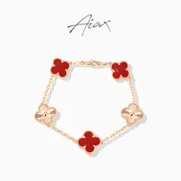 925银手链 AIAX 【春上新】轻奢气质经典镭射四叶手链TSS7424