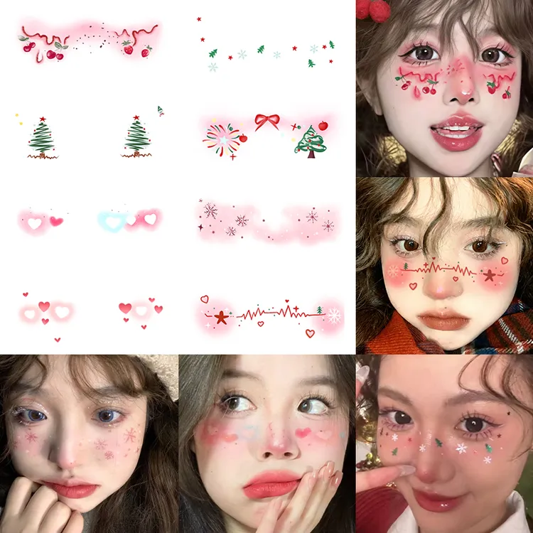 圣诞节妆容贴纸贴脸 甜心少女氛围感纹身贴装饰腮红妆COS派对拍照