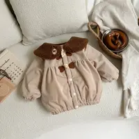 婴儿衣服秋冬夹棉外套小熊毛毛翻领洋气可爱宝宝1-3岁外出服