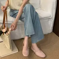 季新款韩版浅口玛丽珍鞋一字扣平底芭蕾半拖包头鞋106-1