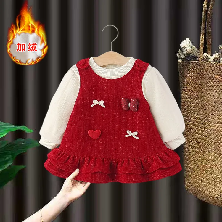女童秋冬新款加绒连衣裙周岁宝宝礼服婴儿宝宝公主裙洋气女孩裙子