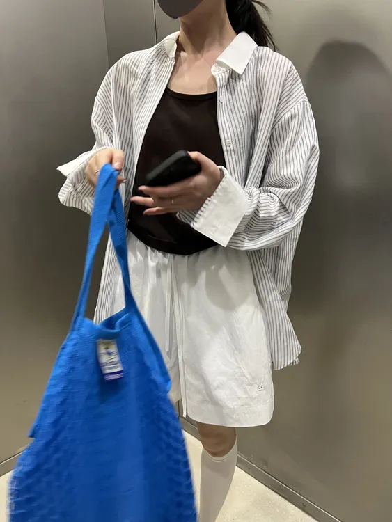 天丝麻料拼接长袖条纹夏季防晒衬衫ins衬衣上衣韩版