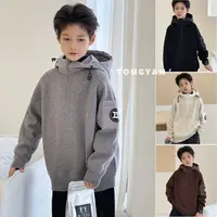 爆款男童毛衣冬季新款中大童连帽针织衫加厚上衣儿童线衣韩G1006