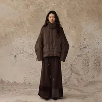 CatalpaLew「盘扣襟」墟生美学亚麻盘扣门襟90%白鸭羽绒外套#C53626