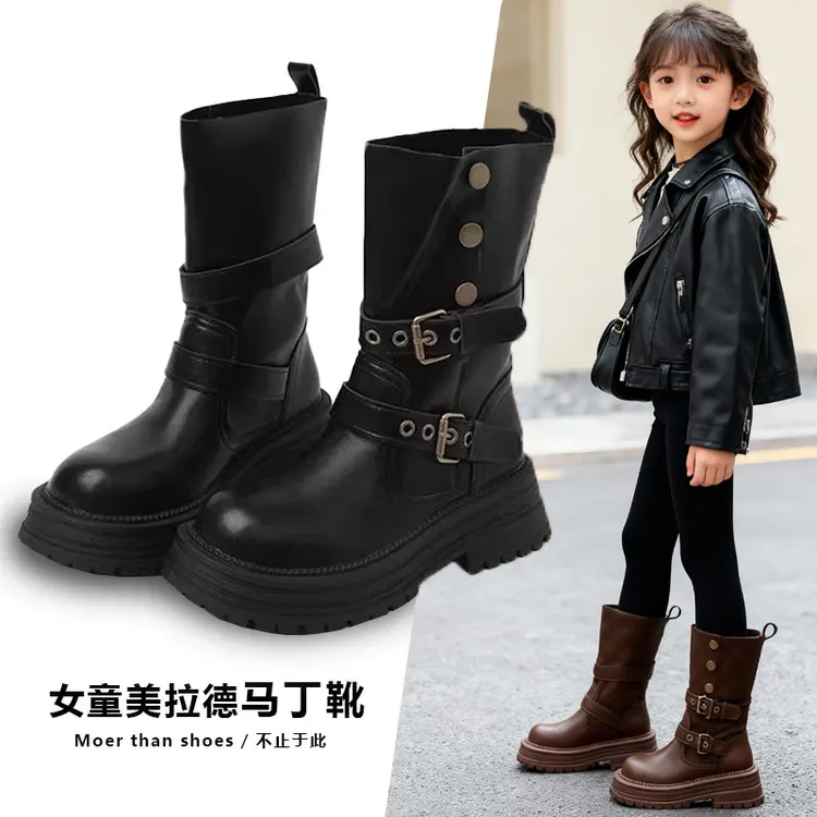 女童马丁靴2025年秋冬季新款儿童马丁靴二棉加绒保暖皮靴子儿童鞋