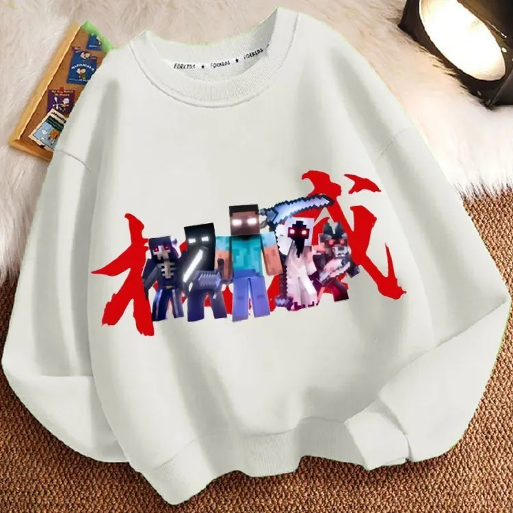 童装我的世界周边男女童春秋冬儿童新款印花卡通加绒加厚宽松卫衣