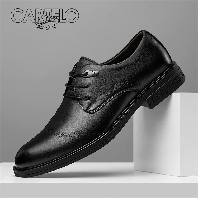 CARTELO/卡帝乐鳄鱼布洛克皮鞋夏季新款三接头软底软面商务正装鞋