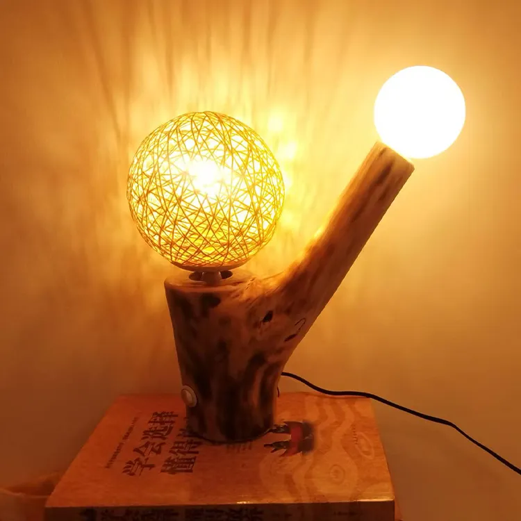 【爆款】北欧特色罕见艺术原木创意台灯·卧室必备艺术装饰灯氛围灯