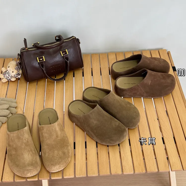 2025秋款木与希勃肯鞋女百搭休闲包头拖鞋显瘦厚底半拖鞋915-12