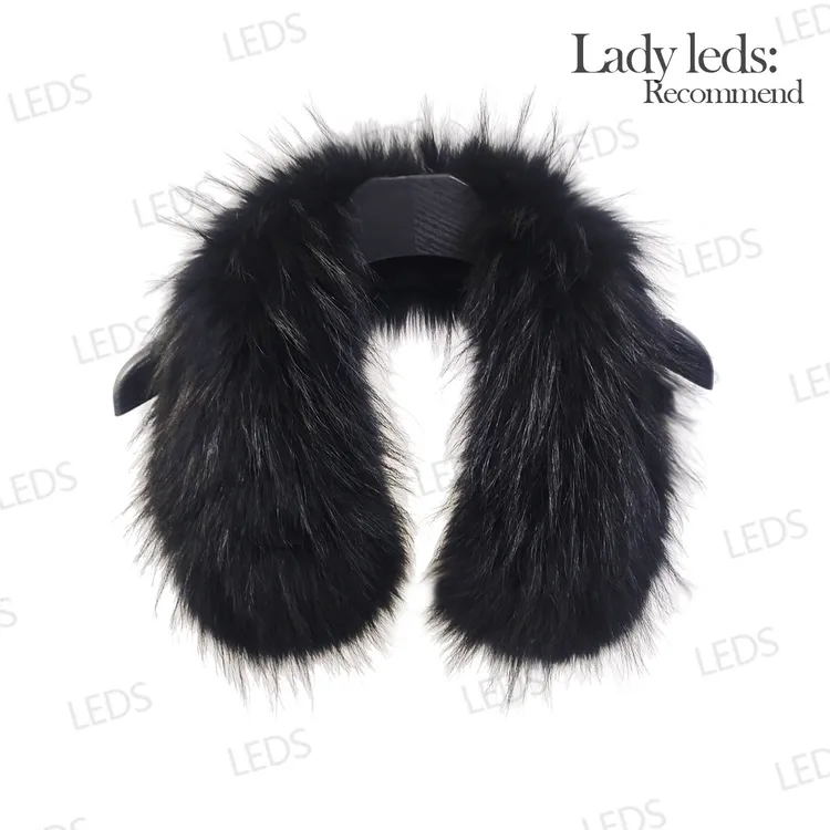 LEDS  S795【财阀巨奢】黑色常规款保暖纯色貉子毛百搭神器磁吸围巾