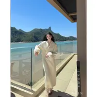 阿琳ALIN【瓦尔登湖】百分羊毛双面呢大衣女真狐狸毛外套冬AL5GMD11